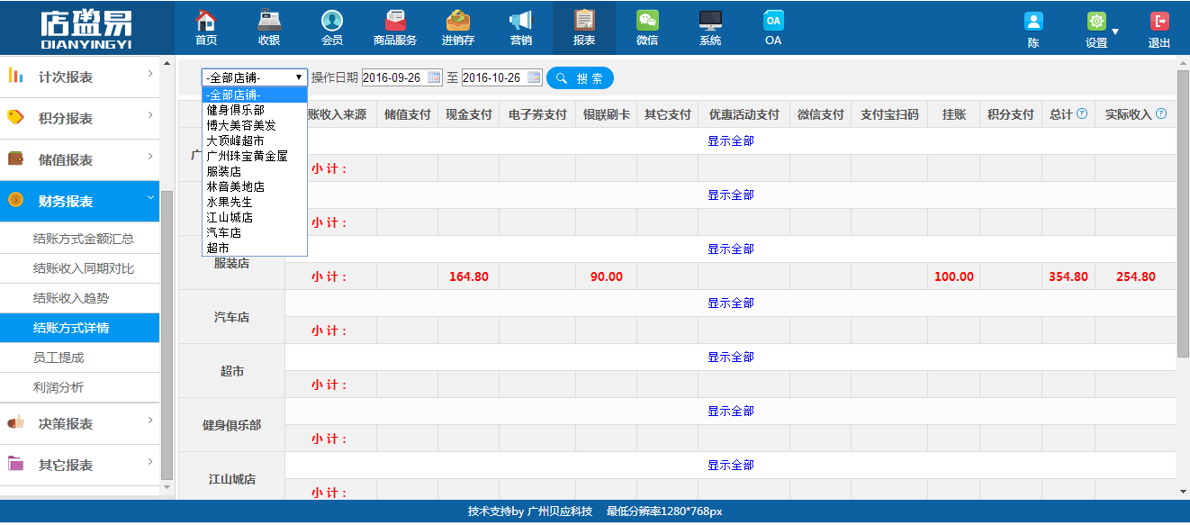 零售店会员卡系统账单能自动统计